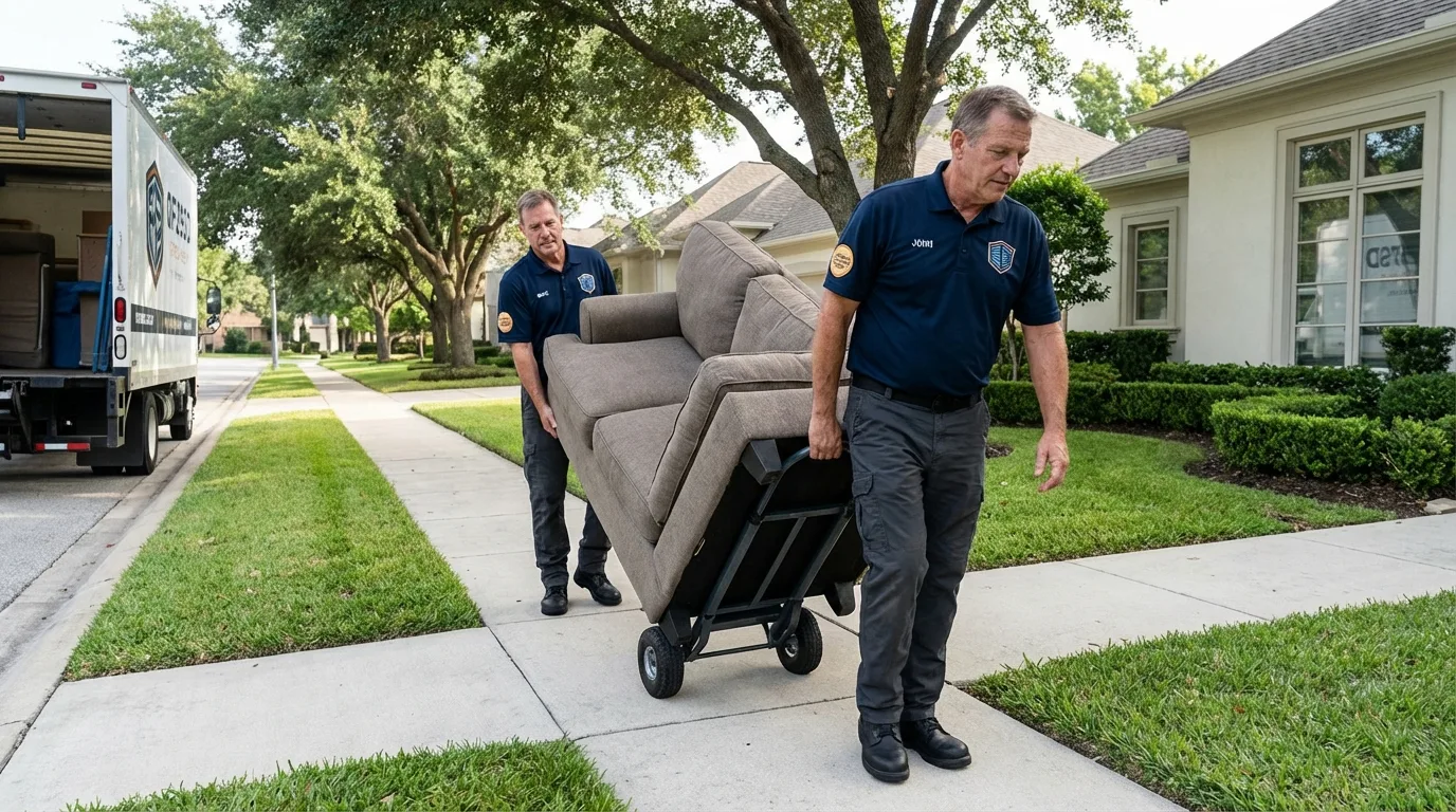 Local residential moving crew loading furniture in Oyster Bay, NY